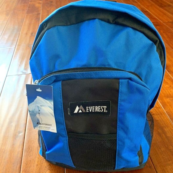 Everest Backpack Front & Side Pockets Royal Blue Black + school supplies 🆕NEW! - Picture 3 of 12